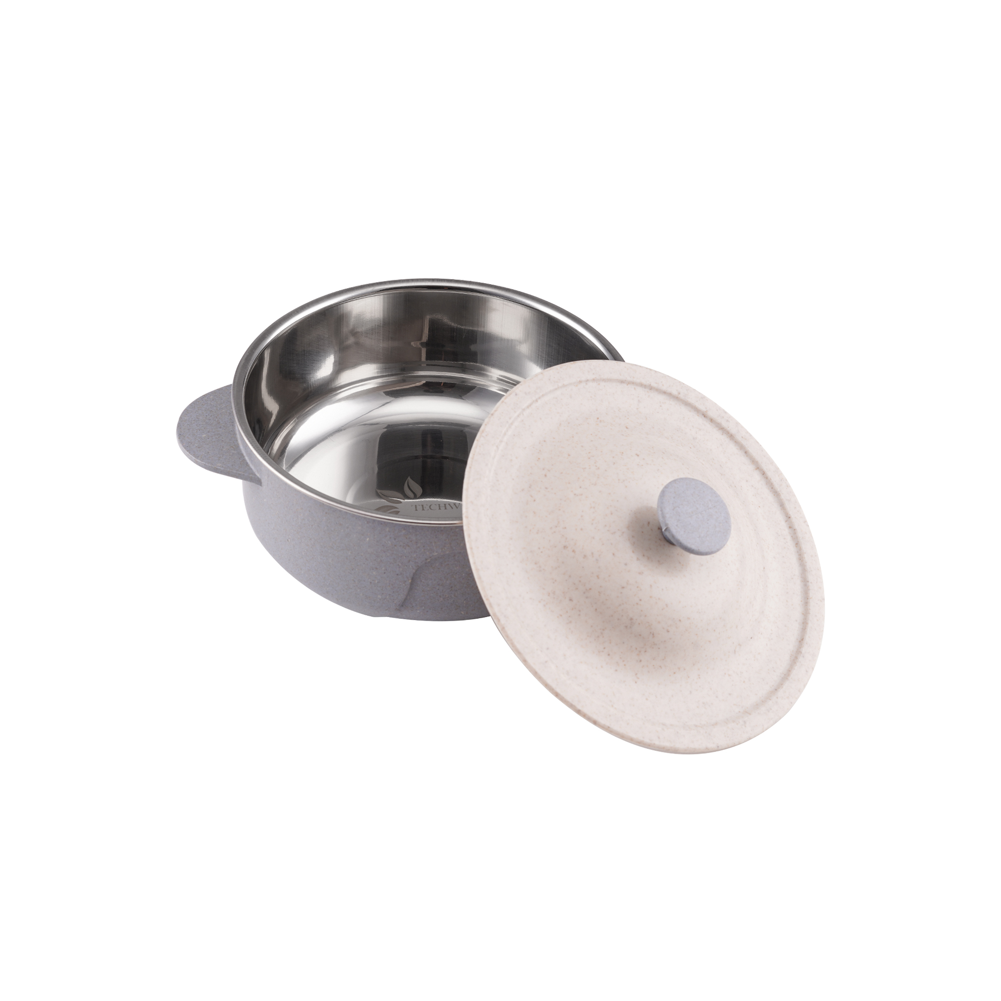 Serving bowl with stainless steel interiors