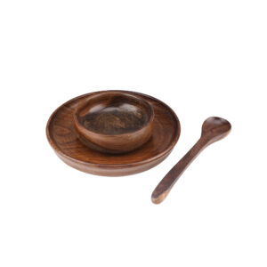 Teak Wood Kitchen Combo – Wooden Plate, Wooden Bowl & Wooden Spatula