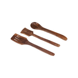 Teak wood kitchen combo-spatula, ladle along with serving spoon